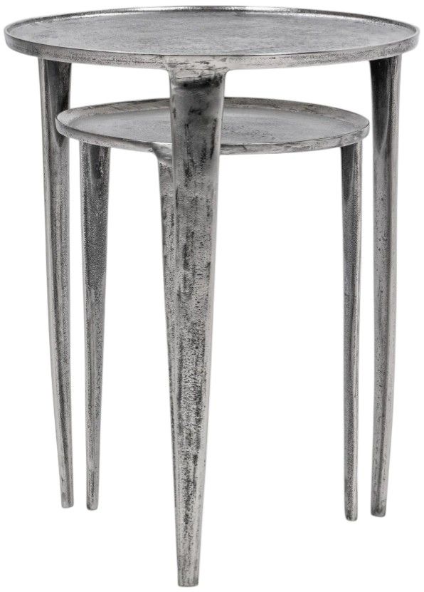 Classic Home Elinor 2-Piece Nickle Nesting Accent Table Set-3