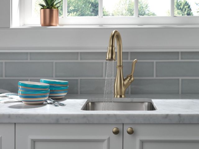 Delta Leland® Champagne Bronze Single Handle Bar/Prep Faucet -2