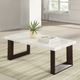 ACME Furniture Edwyn White Marble Top Coffee Table with Brown Base-1