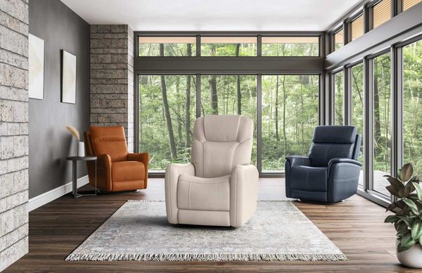 Flexsteel Degree Dark Orange Swivel Power Recliner with Power Headrest and Lumbar