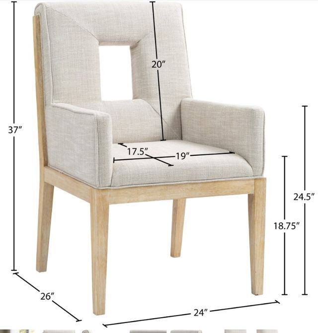 Meridian Furniture Gwendolyn Cream/Natural Linen Textured Upholstered Dining Chair-2