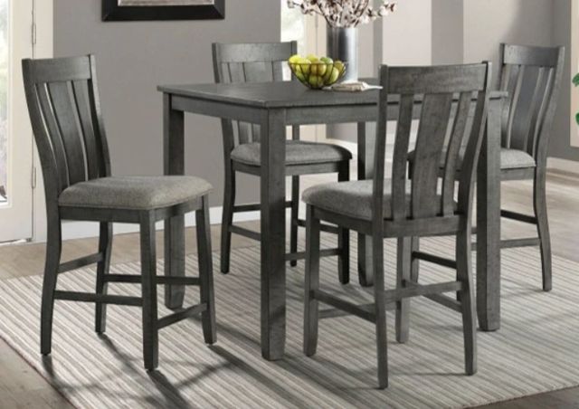 American Wholesale Furniture Hawthorne 5-Piece Gray Pub Dining Set-1