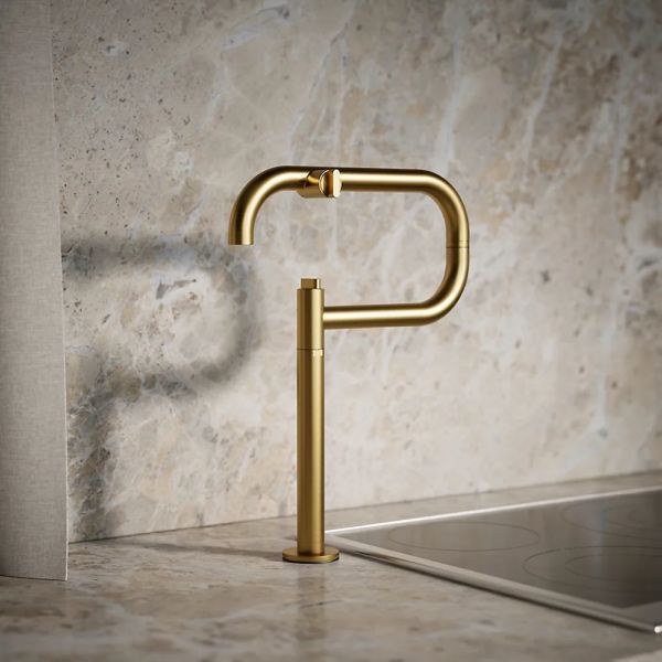 KOHLER® Components® Vibrant Brushed Moderne Brass Deck-Mount Pot Filler-1
