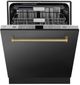 Zline Autograph Edition 24" Black Stainless Steel Third Rack Top Touch Control Tall Tub Built-In Dishwasher with Champagne Bronze Handle-2