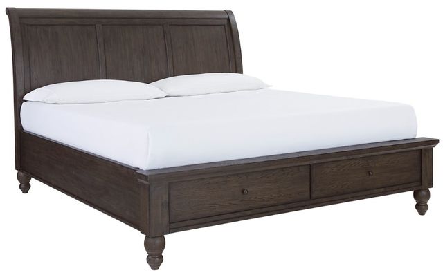 aspenhome® Cambridge Cracked Pepper King Storage Sleigh Bed-0