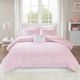 Olliix by Mi Zone Glimmer Rosalie Pink and Silver Full/Queen Metallic Printed Plush Comforter Set-0