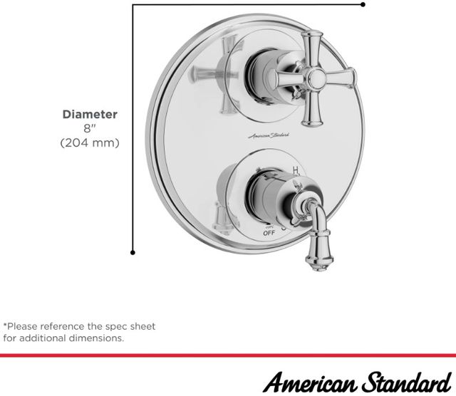 American Standard Delancey® Brushed Cool Sunrise 2-Handle Integrated Shower Diverter Trim Only-3