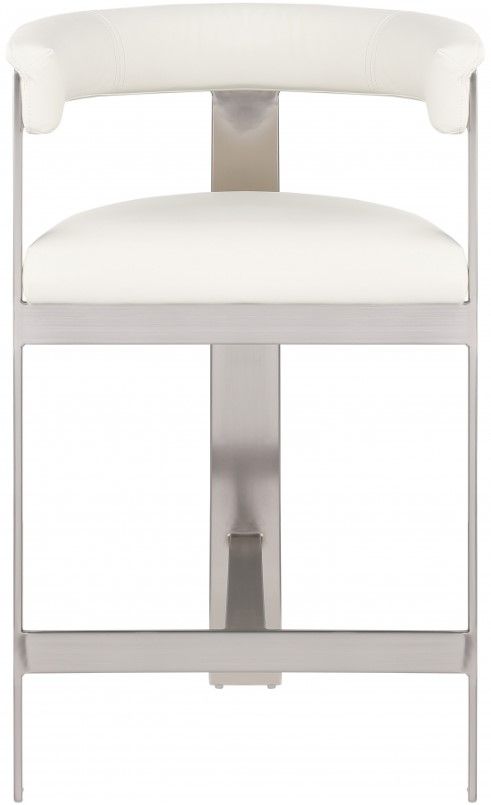 Meridian Furniture Romeo Brushed Cream Vegan Leather Counter Stool-2