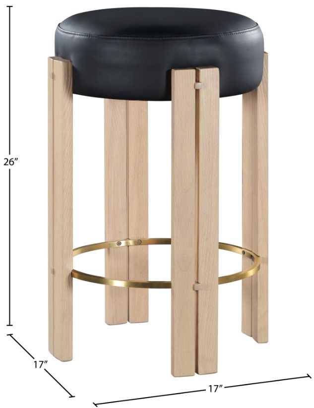 Meridian Furniture Harrison Black/Natural Counter Stool-2