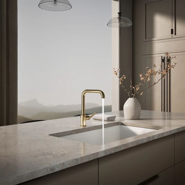 KOHLER® Purist® Vibrant French Gold Single-Handle Kitchen Sink Faucet-2