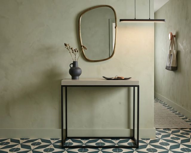 Sunny Designs™ Jax Beige Small Console Table with Black Base-1