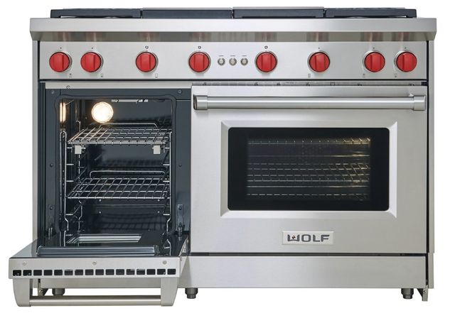 Wolf® 48" 6-Burners Stainless Steel Pro Style Liquid Propane Gas Range with Infrared Griddle -1