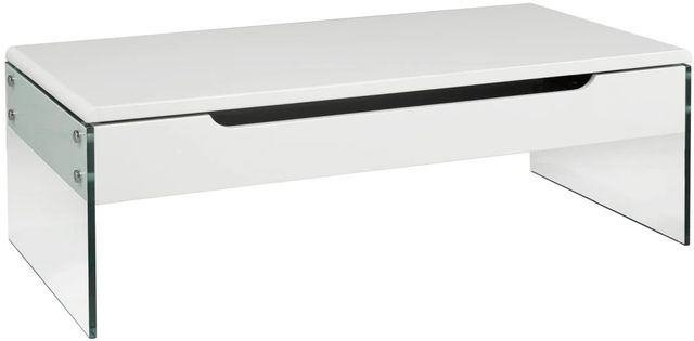 Brassex Inc. White Coffee Table with Glass Base-0