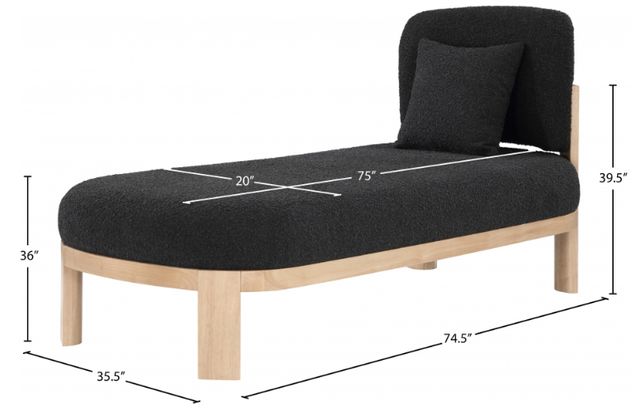 Meridian Furniture Maybourne Black/Natural Boucle Fabric Bench-3