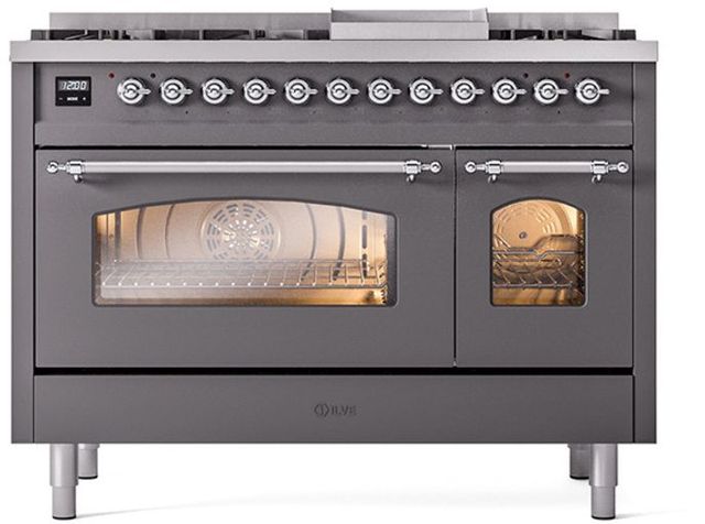 Ilve® Nostalgie II Series 48" Graphite Matte Pro Style Dual Fuel Range-1