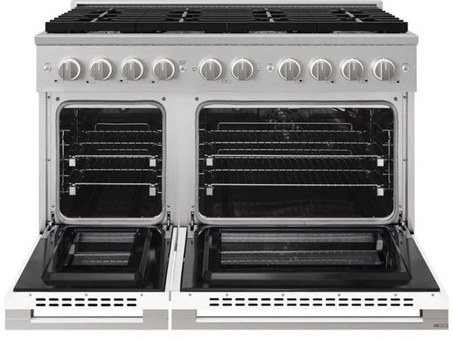 ZLINE Marino 48" Satin Stainless Steel Pro Style Gas Range with White Matte Door-1