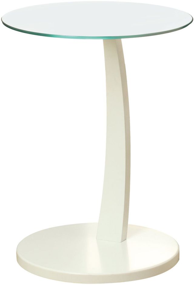 Monarch Specialties Inc. Tempered Glass Top Accent Table with White Bentwood Base-0
