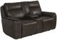 Bassett® Furniture Club Level Manteo Sable Leather Power Reclining Loveseat with Console-0