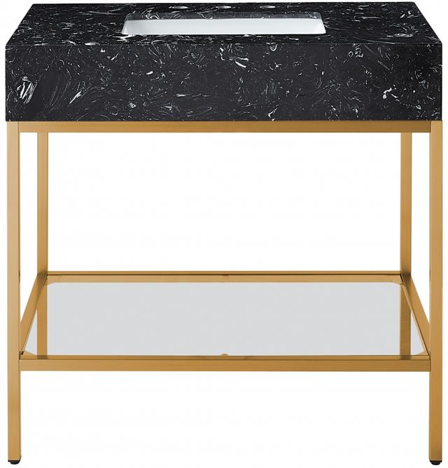 Meridian Furniture Marmo Black/Brushed Brass 36" Bathroom Vanity-2