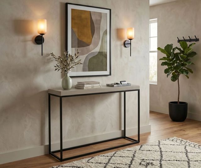Sunny Designs™ Jax Beige Medium Console Table with Black Base-2