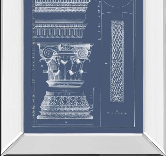 Classy Art Column & Cornice Blueprint I by Vision Studio Mirror Framed Wall Art-1