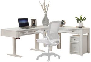Parker House® Boca 4-Piece Cottage White L-Shaped Office Desk with Lateral File Set 