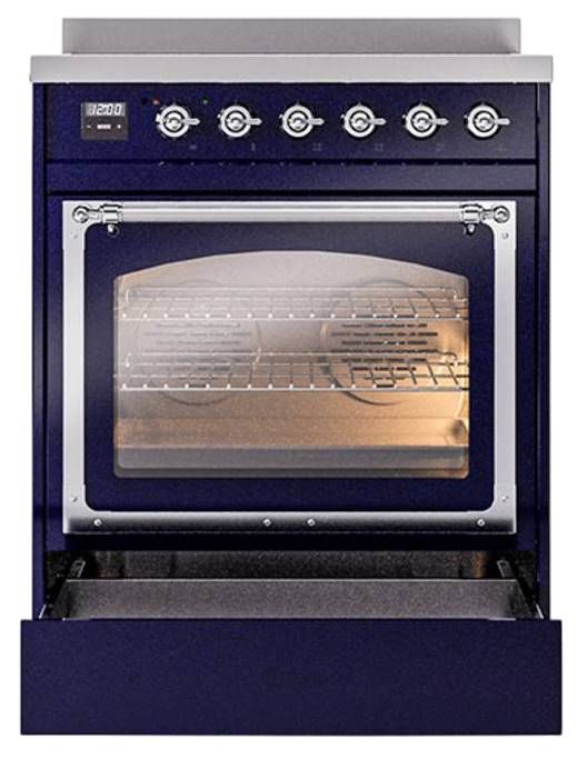 Ilve® Nostalgie II Noblesse 30'' Midnight Blue Pro Style Induction Range with Chrome Trim-3