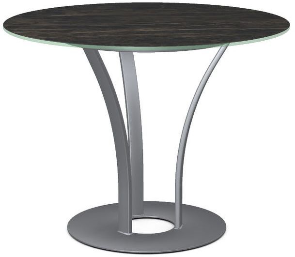 Amisco Customizable Dalia Italian Porcelain Round Table with Metal Turnip Base-0