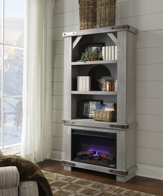 aspenhome® Sawyer Lighthouse Grey 74" Fireplace Display Case-1