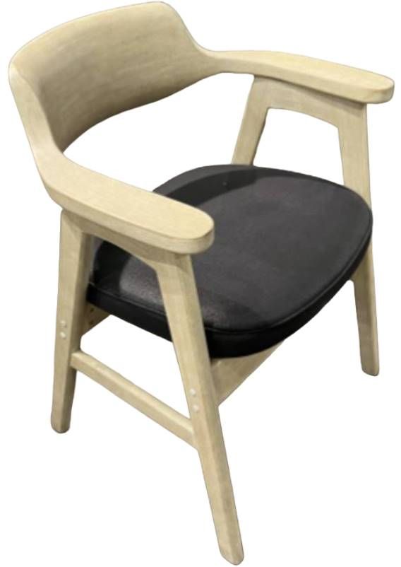 Nest Home Collections Wagner Black Faux Leather/White Washed Arm Chair-0