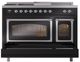 Ilve® Nostalgie II Noblesse 48'' Glossy Black Pro Style Dual Fuel Range with Chrome Trim-3