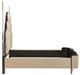 The Michael Amini® Malibu Crest Beige/Dark Espresso Eastern King Upholstered Poster Bed-2