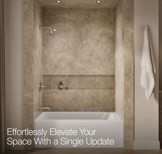 KOHLER® Purist® Rite-Temp® Vibrant Brushed Bronze Bath and Shower Trim Kit with Push-Button Diverter and Cross Handle-4