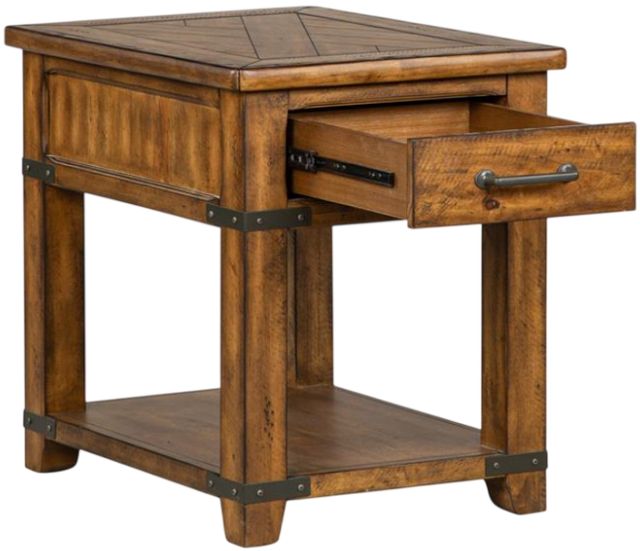 Magnussen Home® Chesterfield Farmhouse Timber Small Rectangular End Table-4