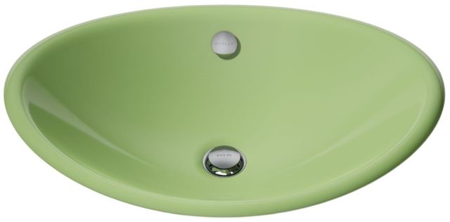 Kohler Iron Plains® Fresh Green 20.75" Oval Vessel Bathroom Sink-4