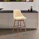 Armen Living Sicily Cream/Walnut Swivel Counter Stool-1