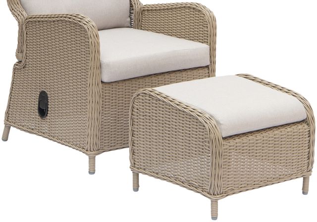 Intercon Dixie 2-Piece Natural Rattan Outdoor Reclining Chair with Ottoman-1