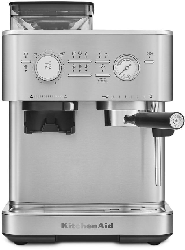 KitchenAid® Brushed Stainless Steel Semi Automatic Espresso Machine with Burr Grinder-0
