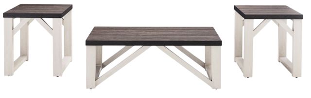 American Wholesale Furniture Danville 3-Piece Gray Occasional Table Set with Antiqued White Base-1