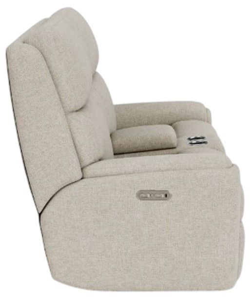 Flexsteel® Rio Driftwood Power Reclining Loveseat with Console and Power Headrests-2