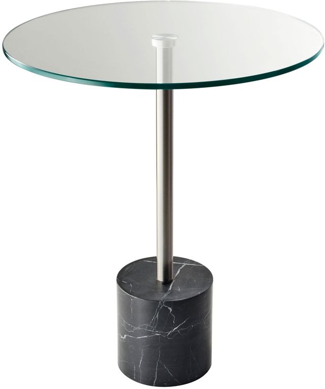 Adesso® Blythe Glass Top End Table with Black Marble Base-0
