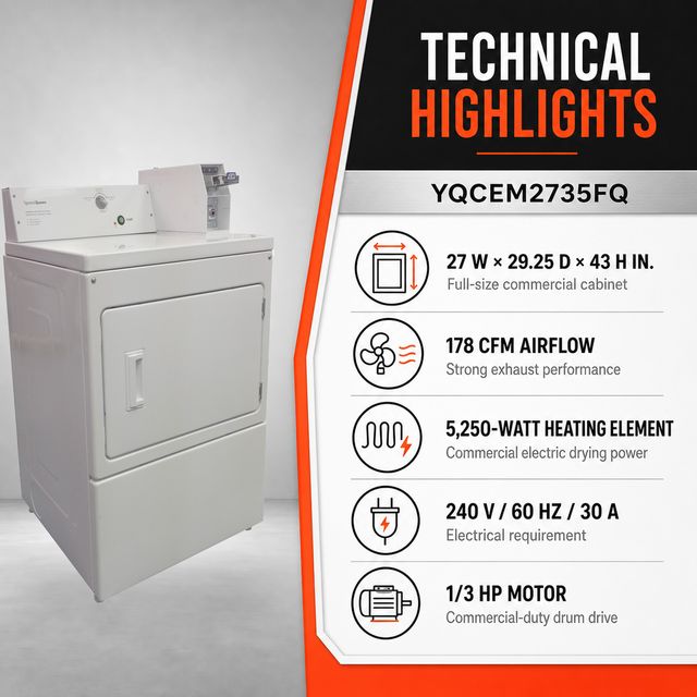 Speed Queen Commercial 7.4 Cu. Ft. Coin-Equipped Electric Dryer - White-4