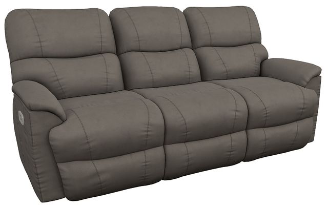 La-Z-Boy® Trouper Gray Leather Power Reclining Sofa with Headrest-0