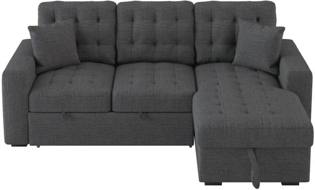 Homelegance® McCafferty 2-Piece Dark Gray Right-Arm Facing Pull-out Sleeper Sectional and Chaise with Hidden Storage-2