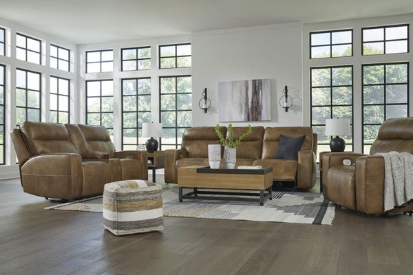Signature Design by Ashley Game Plan Caramel Power Reclining Sofa