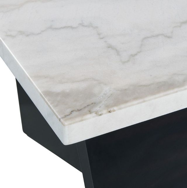Elements International Beckley Dark Espresso End Table with White Marble Top-3