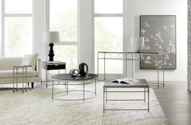 Hooker® Furniture Saint Armand Black Chairside Table with Brushed Pewter Base-1