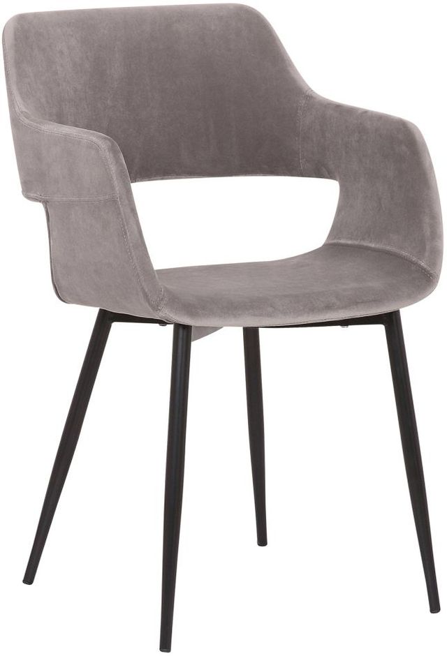 Armen Living Ariana Black/Gray Velvet Dining Arm Chair-0