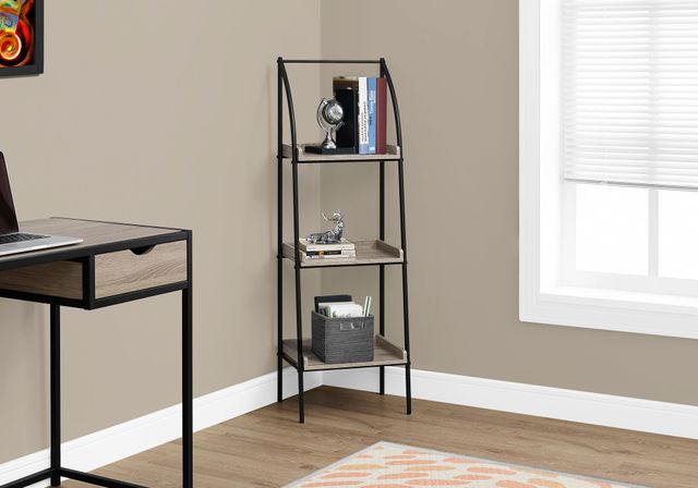 Monarch Specialties Inc. 48"H Drak Taupe with Black Metal Bookcase-3