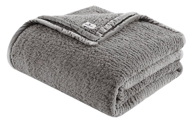 Olliix by Woolrich Full/Queen Grey Burlington Berber Blanket-0